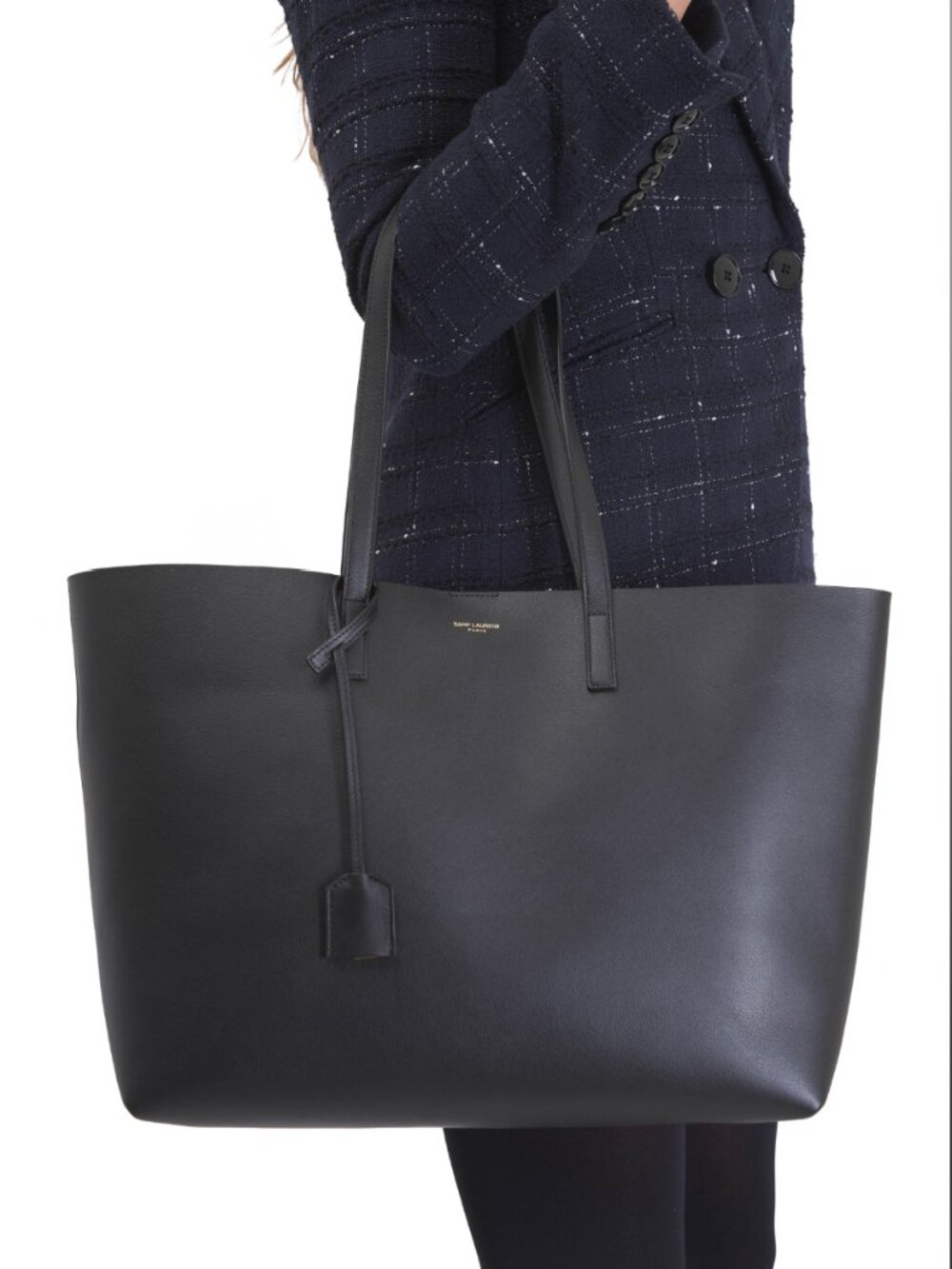 Saint Laurent Black Leather Shopping Tote  Retail: $1,550